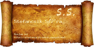 Stefancsik Sára névjegykártya